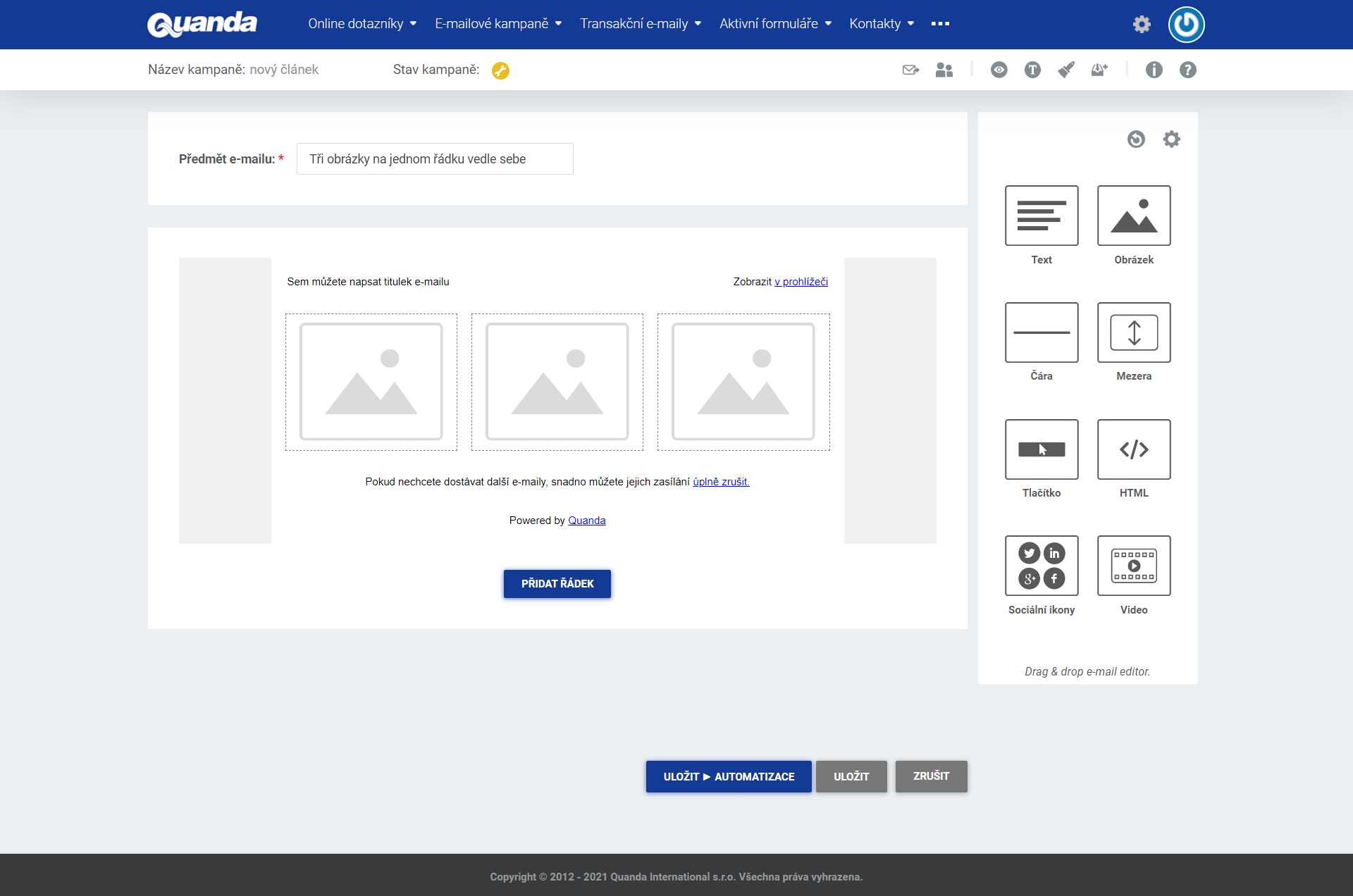 Quanda e-mail editor