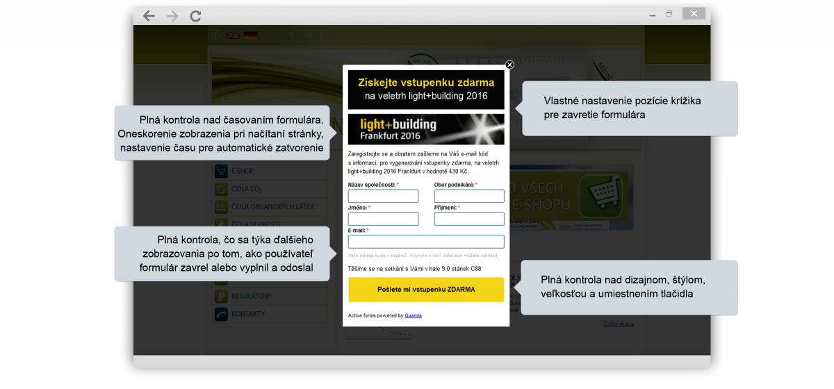 Aktívne formuláre | Modálne vyskakovacie okno