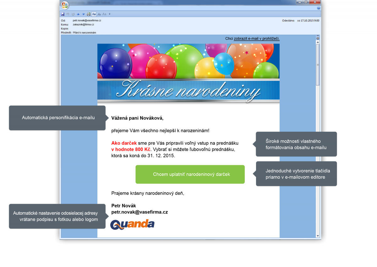 E-mail marketing - Narodeninový e-mail